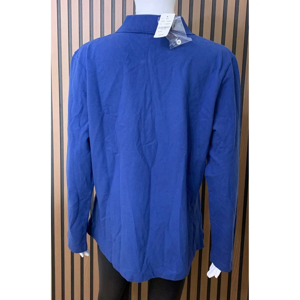 Brooks Brothers 346 Women's Blue Long Sleeve Slim Fit Polo Shirt XL NWT